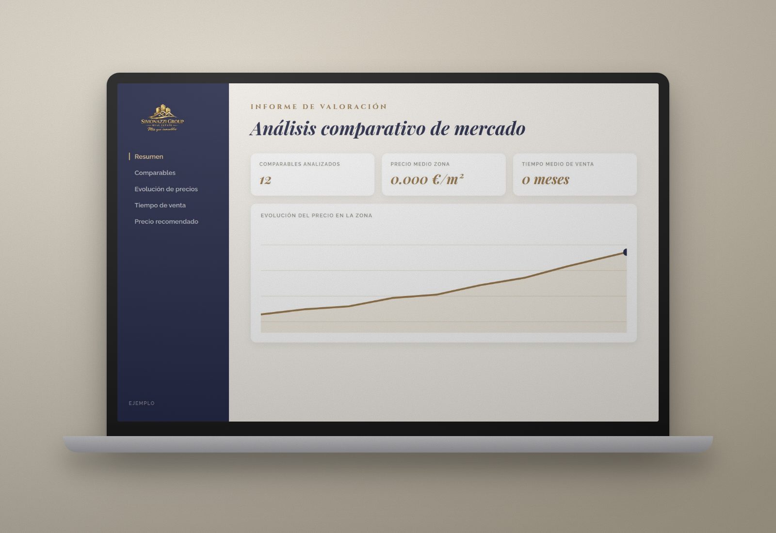 Informe de valoración en un portátil